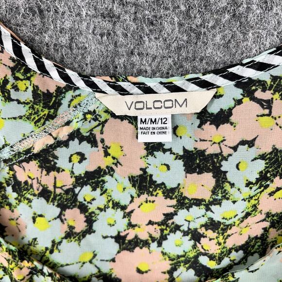 Volcom Shirt Womens M Floral Tank Top Henley Festival Cottage Boho - Picture 3 of 6